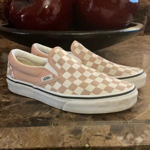 USED NO BOX!! Vans soft pink and beige checkered!